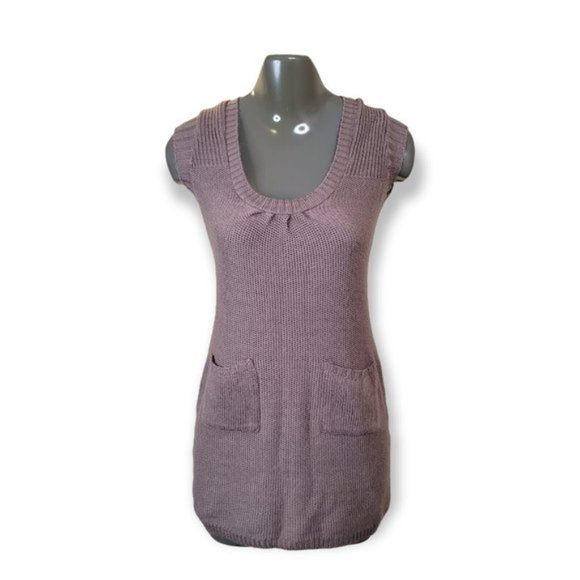 Hooked Up by IOT Women Brown Acrylic Sleeveless Scoop Neck Sweater Dress Size S - Picture 1 of 3